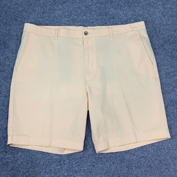 Roundtree & Yorke Short Men 42 Yellow Chino Flat Front Classic Fit Twill Stretch - Picture 2 of 10